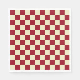 Serviette Jetable Bourgogne et crème Checkered