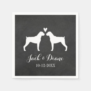 Serviette Jetable Boxer Chiens Mariage Couple avec texte personnalis