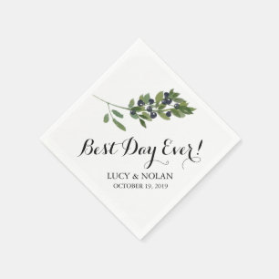 Serviette Jetable Branche d'olive aquarelle   Meilleur Jour Jamais !
