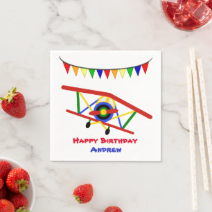 Serviette Jetable Bright Airplane Birthday Boy