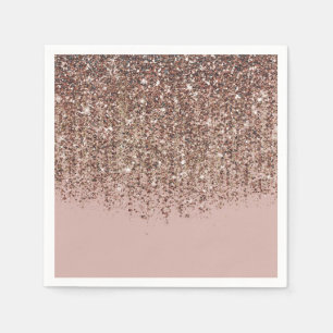 Serviette Jetable Bronze Or Pailleté Taupe Rose Glamour Soirée