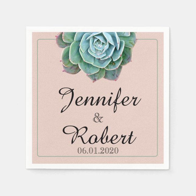 Serviette Jetable Broussailler Mariage Succulent Napkin (Devant)