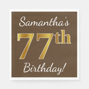 Serviette Jetable Brun, anniversaire d'or de Faux