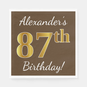 Serviette Jetable Brun, anniversaire d'or de Faux