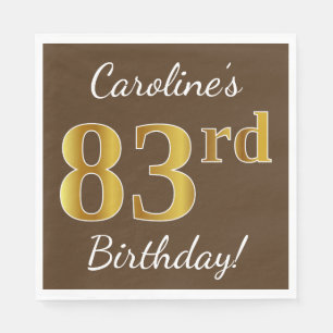 Serviette Jetable Brun, anniversaire d'or de Faux