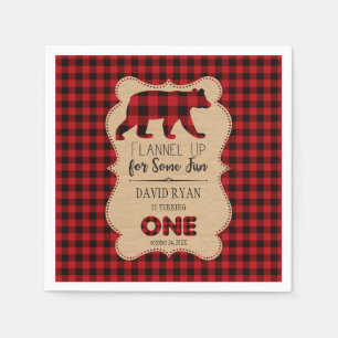 Serviette Jetable Buffle rouge Plaid Anniversaire ONE Custom