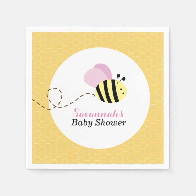 Serviette Jetable Bumble Abee roses ailes personnalisées serviettes (Devant)