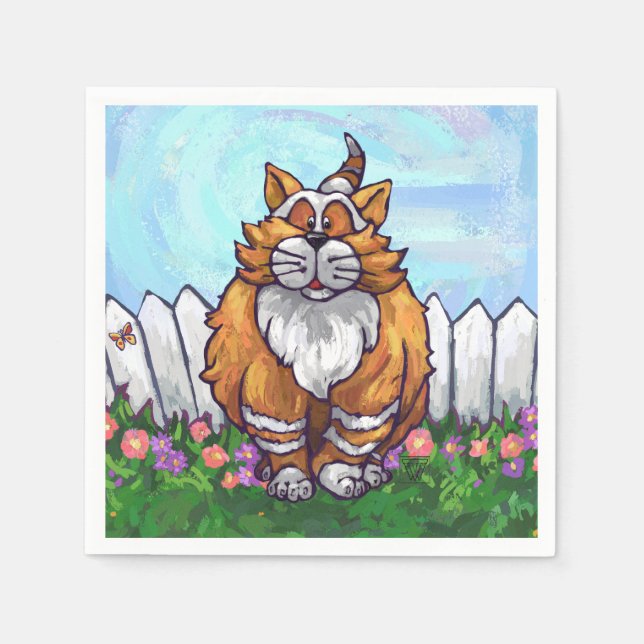 Serviette Jetable Cadeaux et accessoires de chats de gingembre (Devant)