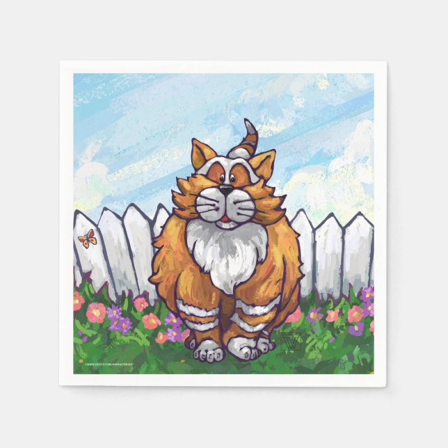 Serviette Jetable Cadeaux et accessoires de chats de gingembre (Devant)