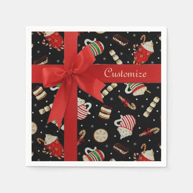 Serviette Jetable Café Latte Christmas Café Rouge Ribbon serviettes (Devant)