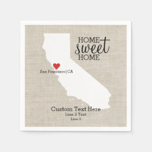 Serviette Jetable California State Love Home Sweet Home Carte person