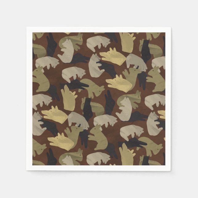 Serviette Jetable Camouflage animal Silhouette Brown (Devant)