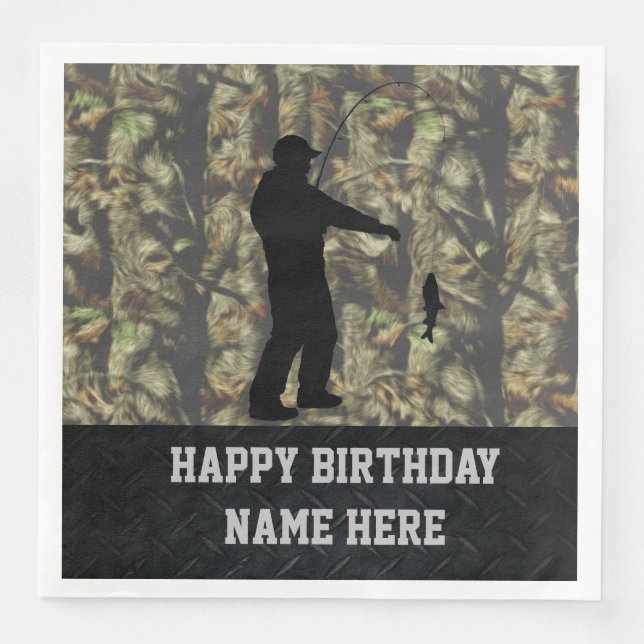 Serviette Jetable Camouflage robuste Pêche Anniversaire serviettes (Devant)