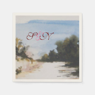 SERVIETTE JETABLE CAMPAGNE DE SOLEIL DANS LE MONOGRAMME TOSCANE