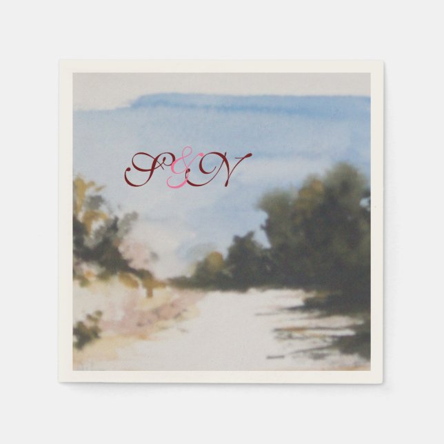 SERVIETTE JETABLE CAMPAGNE ENSOLEILLÉE DANS LE MONOGRAMME TOSCANE (Devant)