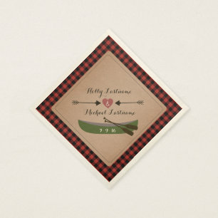 Serviette Jetable Canot Plaid + Coeur Avec Flèches Mariage rustique