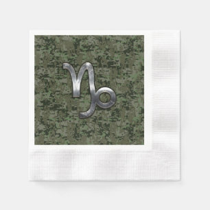 Serviette Jetable Capricorn Zodiac Connexion vert olive camo numériq