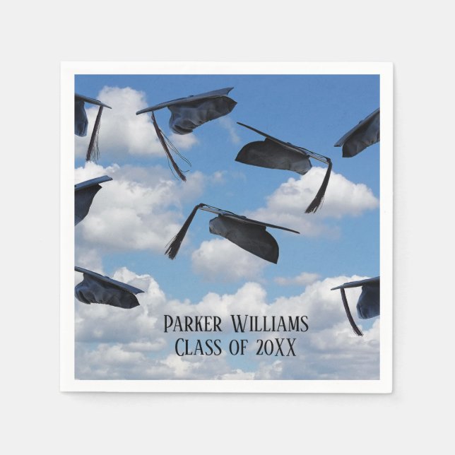 Serviette Jetable capuchons noirs de graduation dans le ciel (Devant)