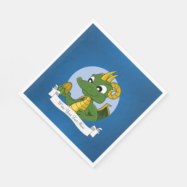 Serviette Jetable Caricature de dragon vert (Coin)