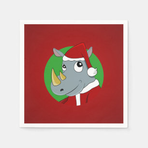 Serviette Jetable Caricature de rhinocéros de Noël