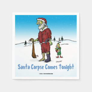 Serviette Jetable Caricature Zombie de père Noël Corpse