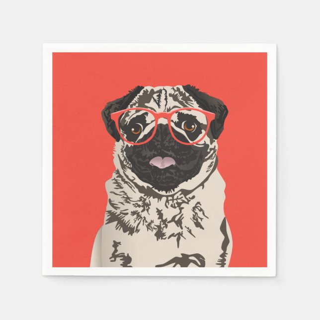 Serviette Jetable Carlin Hipster Papier d'anniversaire Napkin (Devant)
