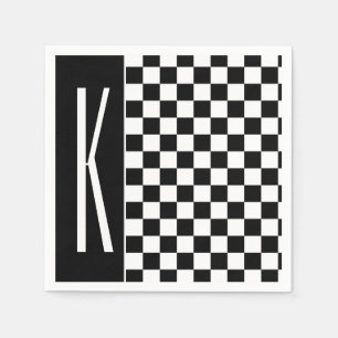 Serviette Jetable Carré de À damiers noir et blanc