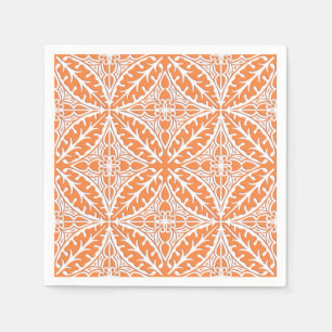Serviette Jetable Carreaux marocains - corail orange et blanc
