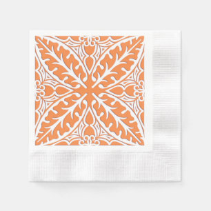 Serviette Jetable Carreaux marocains - orange corail et blanc