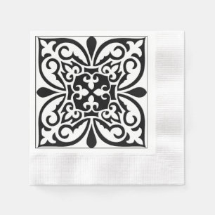Serviette Jetable Carrelage marocain - blanc avec arrière - plan noi