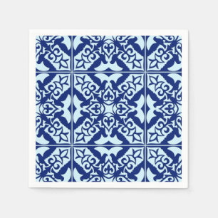 Serviette Jetable Carrelage marocain - bleu marine et bleu clair
