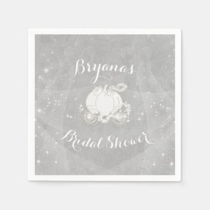 Serviette Jetable Carrosse de Cendrillon Pailleté Argenté Fête Éléga