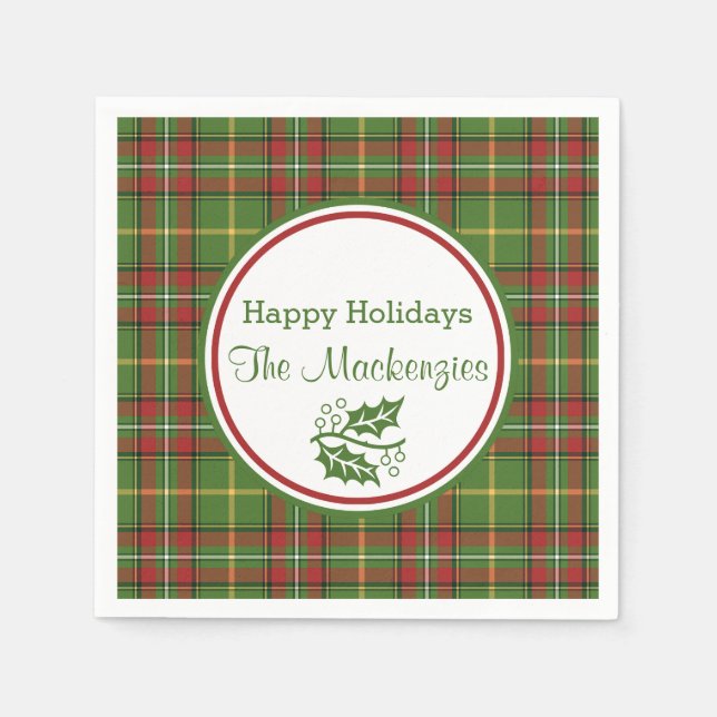 Serviette Jetable Carte de Noël verte personnalisée (Devant)
