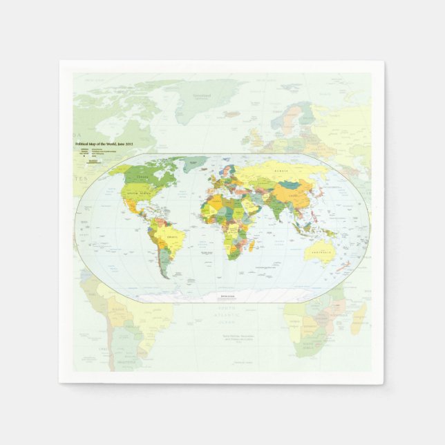Serviette Jetable Carte mondiale Globe Pays Atlas (Devant)