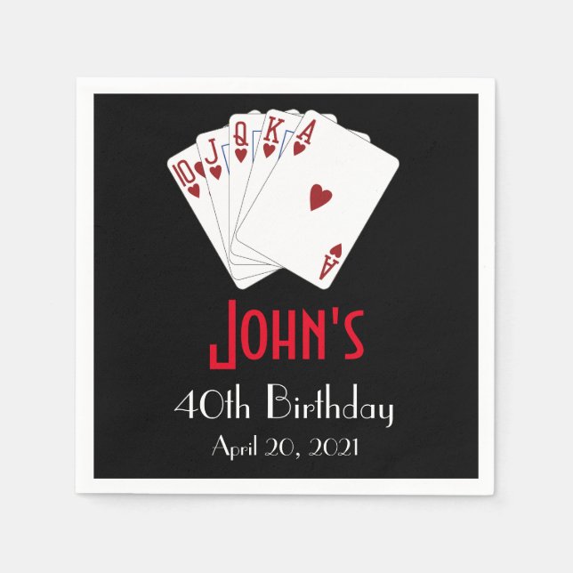 Serviette Jetable Casino Las Vegas Anniversaire Napkin personnalisé (Devant)