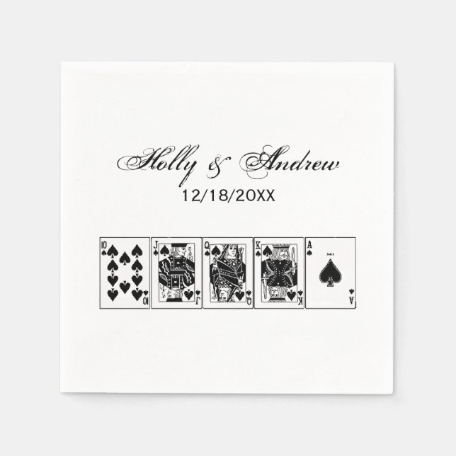 Serviette Jetable Casino Night Poker Royal Straight Flush Spades (Devant)