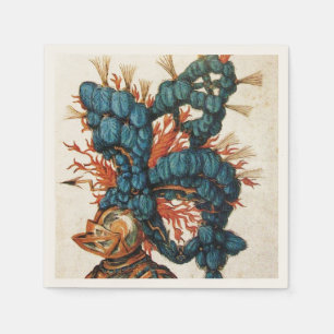 SERVIETTE JETABLE CASQUE DE NUIT ANTIQUE AVEC BLEU ROUGE