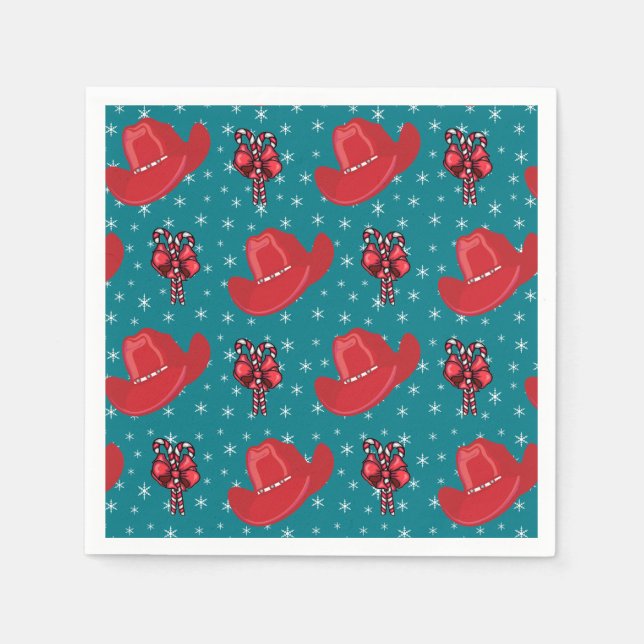 Serviette Jetable Casquettes Et Sucres de canne De Noël Occidentaux (Devant)