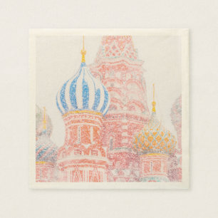 Serviette Jetable Cathédrale Saint-Basile en tempête de neige