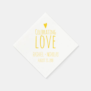 Serviette Jetable Célébrer l'amour Mariage jaune