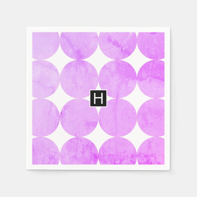 Serviette Jetable Cercles violets modernes | Monogramme (Devant)