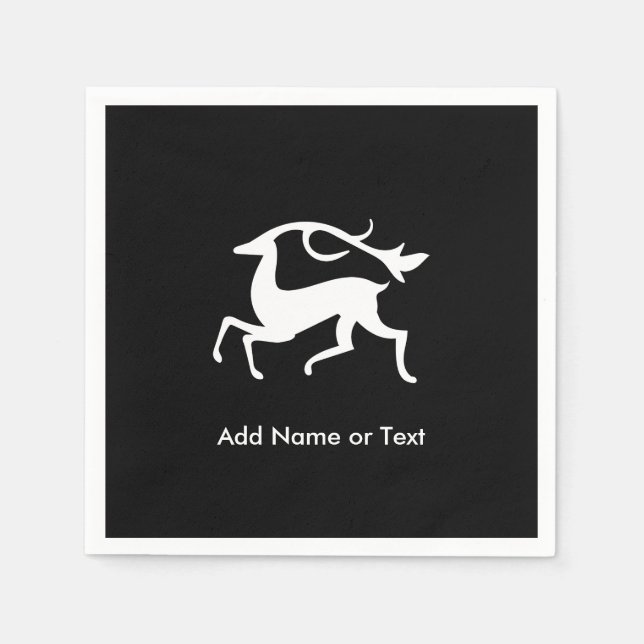 Serviette Jetable Cerf de Noël blanc stylisé (Devant)