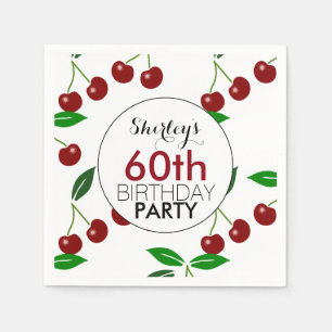 Serviette Jetable Cerise 60e Anniversaire de la fête Papier serviett