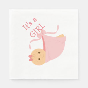 Serviette Jetable C'est une fille/serviette standard blanche de