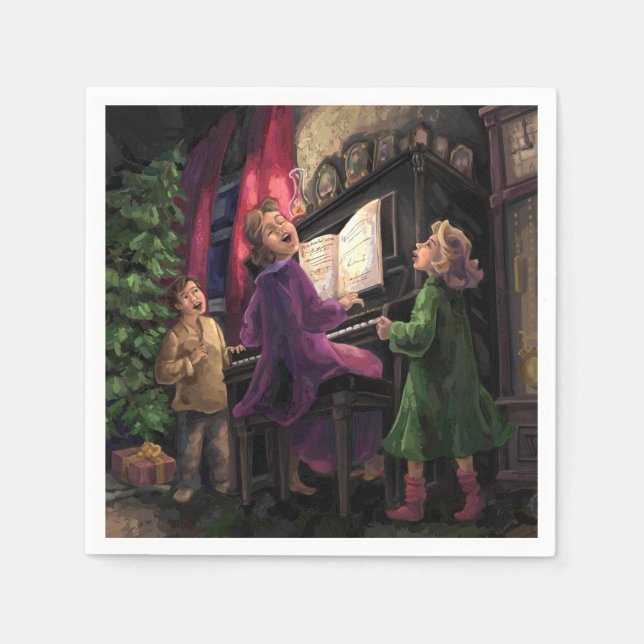 Serviette Jetable Chant de Noël le long (Devant)