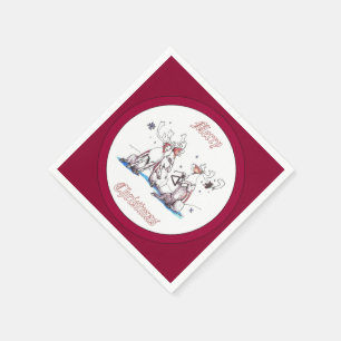 Serviette Jetable Chant Noël Caribou Vacances Conçu