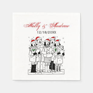 Serviette Jetable Chanteurs de Noël Festifs avec Neige Xmas