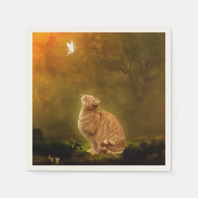 Serviette Jetable Chat et fée (Devant)