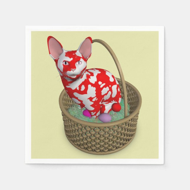 Serviette Jetable Chat lapin de Pâques bizarre (Devant)