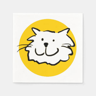 Serviette Jetable Chat qui sourit heureux. Thème sur les chats